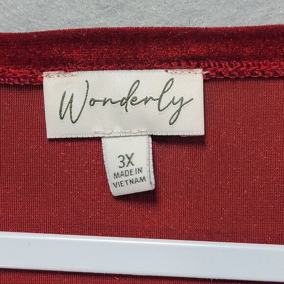 Red Velvet Wrap Blouse Womens 3X Boho Velour Long Sleeve Vampire Gothic Holiday - Picture 7 of 13